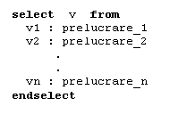 Text Box: select  v  from
  v1 : prelucrare_1
  v2 : prelucrare_2
	.
	.
  vn : prelucrare_n
endselect
